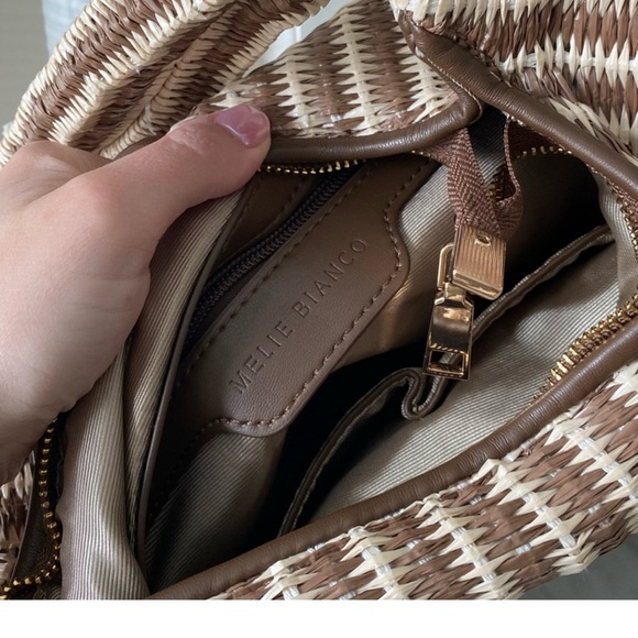 Melie Bianco The Brigitte Satchel Raffia Edition in Tan / Cream small flaws - Picture 4 of 4